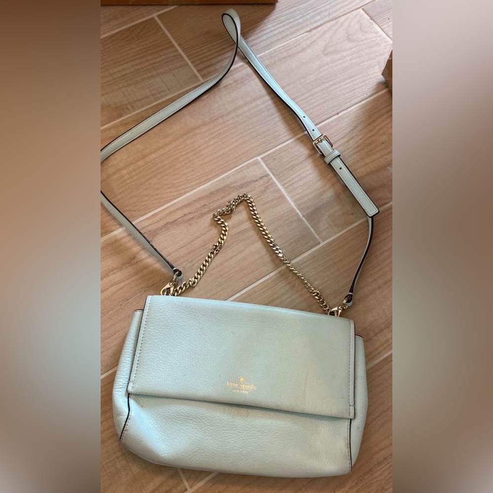 Kate Spade Light Cream Crossbody Bag with Gold Chain